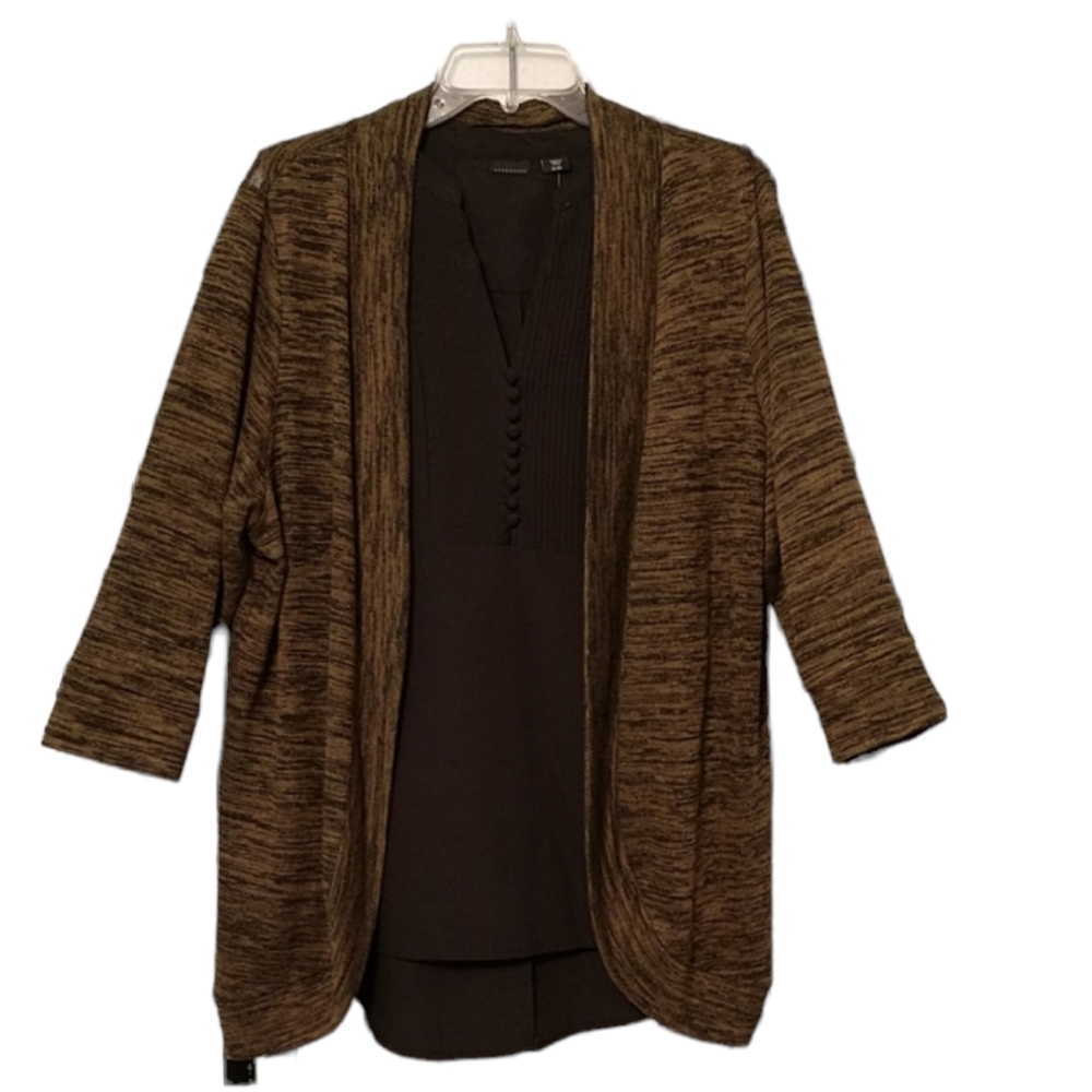 Black and Tan Open Cardigan Sweater sz 16W